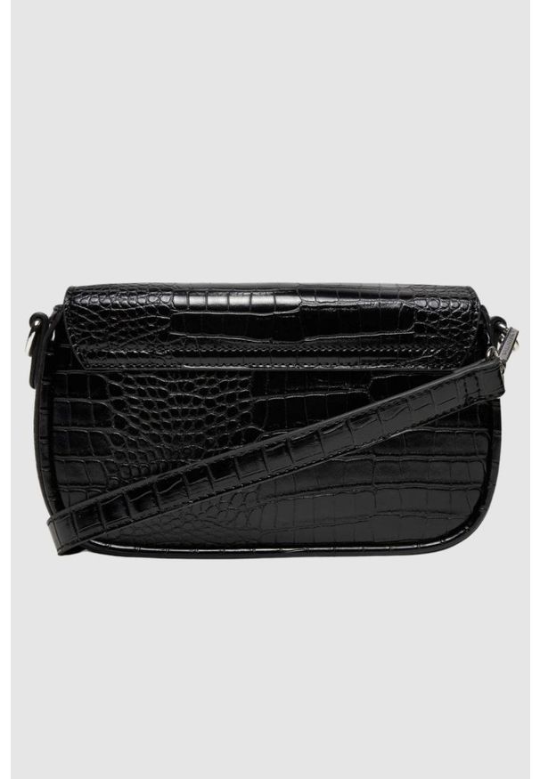 Valentino by Mario Valentino - VALENTINO Czarna torebka Miramar Flap Bag. Kolor: czarny. Wzór: paski