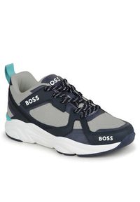 BOSS - Boss Sneakersy J50864 M Granatowy. Kolor: niebieski. Materiał: materiał, mesh