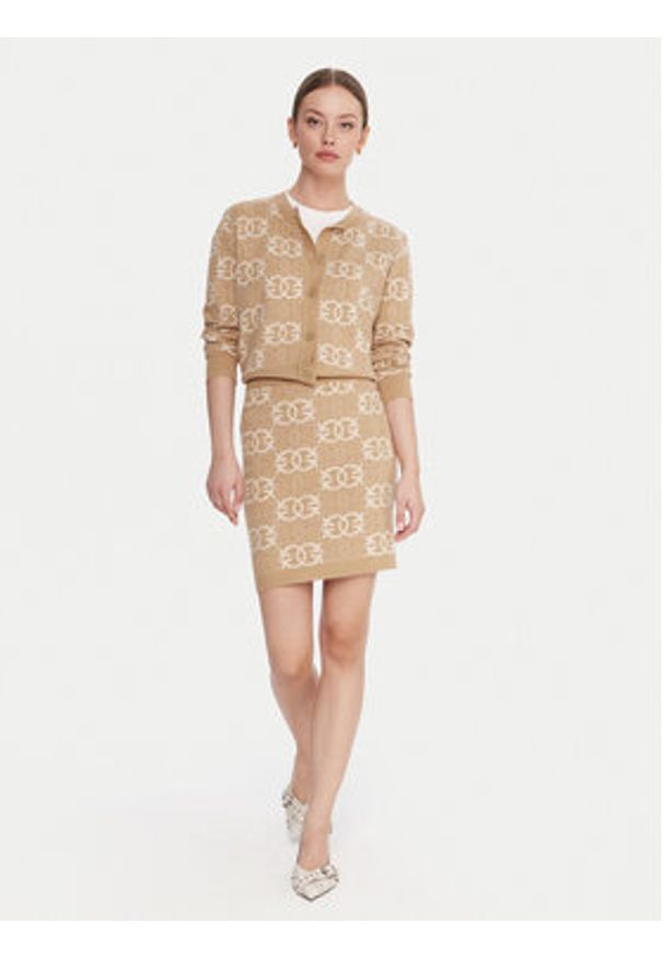 Pinko - PINKO Spódnica mini Bang Bang 106040 A2YD Beżowy Slim Fit. Kolor: beżowy. Materiał: wiskoza