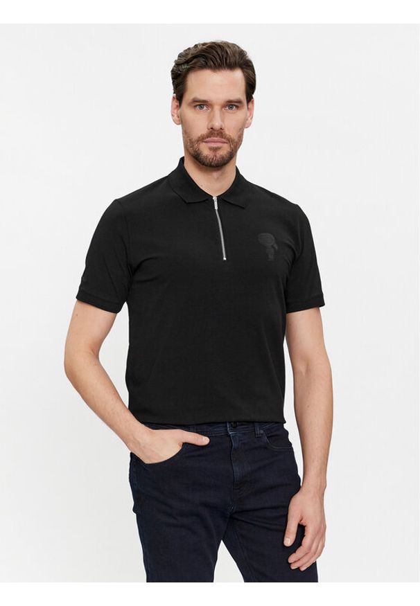 Karl Lagerfeld - KARL LAGERFELD Polo 745400 541221 Czarny Regular Fit. Typ kołnierza: polo. Kolor: czarny. Materiał: bawełna