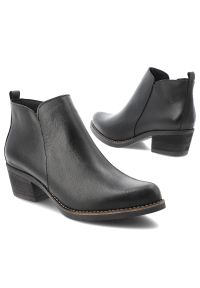 Czarne Kowbojki Hee Skórzane Buty Damskie. Okazja: na co dzień. Kolor: czarny. Materiał: skóra. Wzór: gładki. Sezon: zima, jesień. Obcas: na obcasie. Styl: casual, elegancki. Wysokość obcasa: niski #5