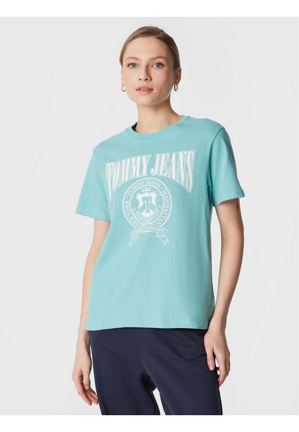 Tommy Jeans T-Shirt Varsity DW0DW14919 Niebieski Loose Fit. Kolor: niebieski. Materiał: bawełna