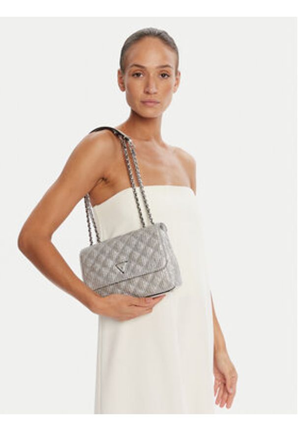 Guess Torebka Giully II HWQM96 73200 Srebrny. Kolor: srebrny. Materiał: skórzane