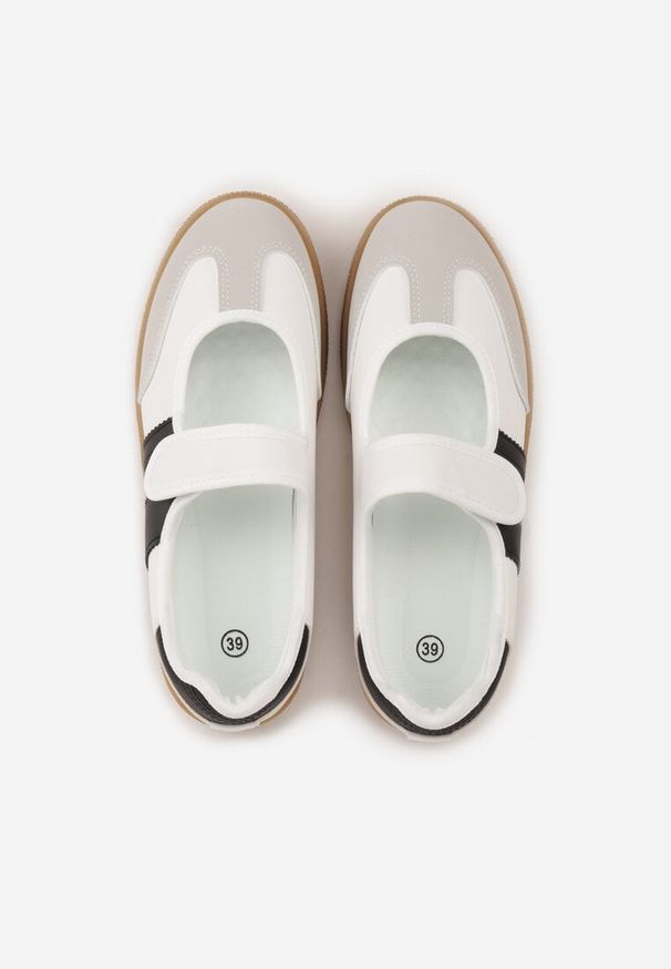 Renee - Białe Tenisówki Sneakeriny z Paskiem na Rzep Pirel. Okazja: na co dzień. Zapięcie: rzepy. Kolor: biały. Materiał: jeans, koronka. Wzór: gładki. Styl: sportowy, casual, elegancki