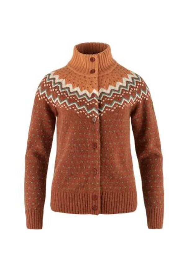 Fjällräven - Bluza wełniana damska Fjallraven Ovik Knit Cardigan. Kolor: brązowy. Materiał: wełna