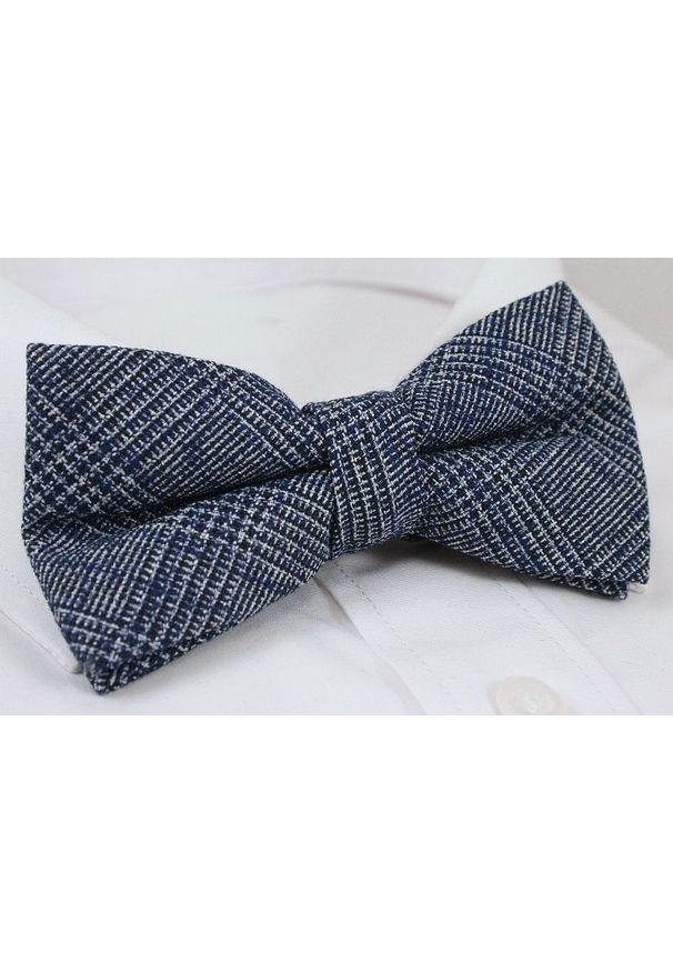 Szara muszka EM Men's Accessories w kratkę, elegancka