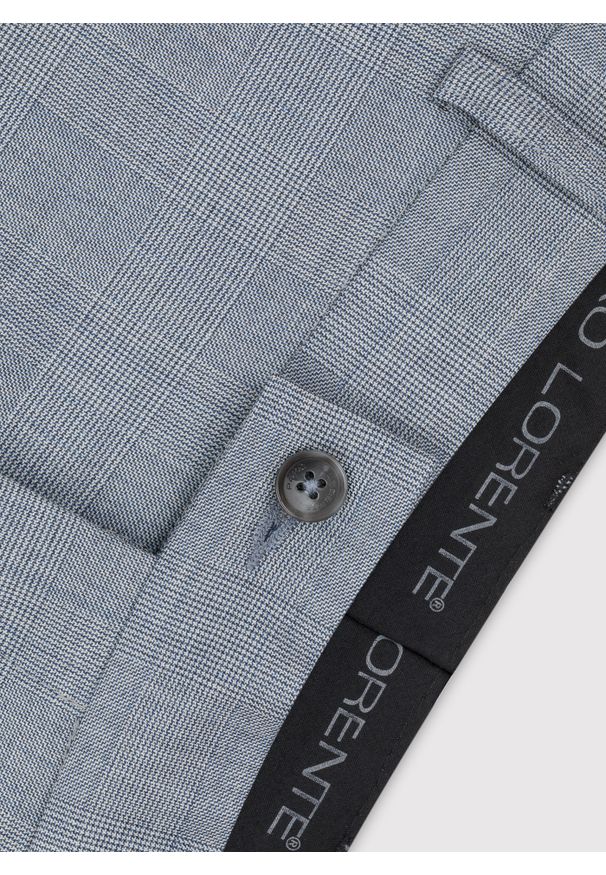 Pako Lorente - PAKO LORENTE – Niebieskie spodnie garniturowe w kraciasty deseń. Kolor: niebieski. Materiał: poliester, lycra, wełna