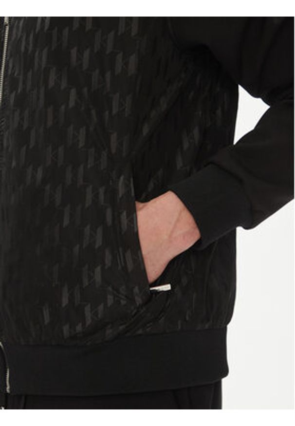 Karl Lagerfeld - KARL LAGERFELD Bluza 505064 552902 Czarny Regular Fit. Typ kołnierza: dekolt w karo. Kolor: czarny. Materiał: syntetyk