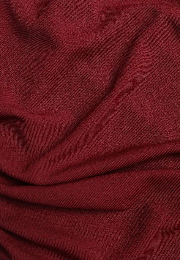 Renee - Bordowa Bluzka Longsleeve z Marszczonymi Detalami Eslira. Kolor: czerwony. Materiał: jeans. Długość rękawa: długi rękaw. Styl: elegancki