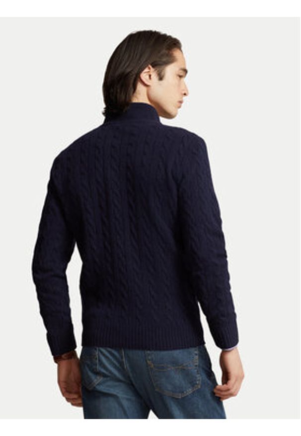 Polo Ralph Lauren Sweter 710876766002 Granatowy Regular Fit. Typ kołnierza: polo. Kolor: niebieski. Materiał: wełna