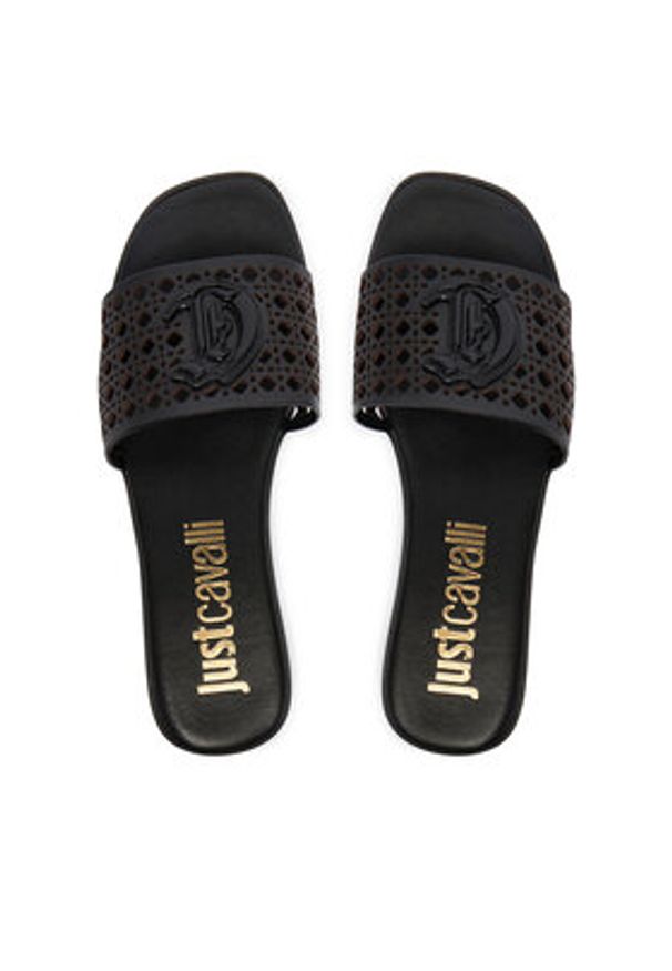 Just Cavalli Klapki 80RA3S82 ZPB95 Czarny. Kolor: czarny. Materiał: skóra