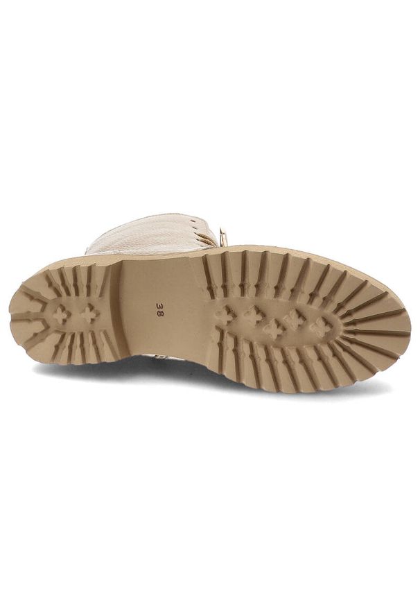 Beżowe Botki Armodo Modne Buty Damskie. Okazja: na co dzień. Kolor: beżowy. Materiał: skóra, materiał. Wzór: kolorowy. Styl: casual