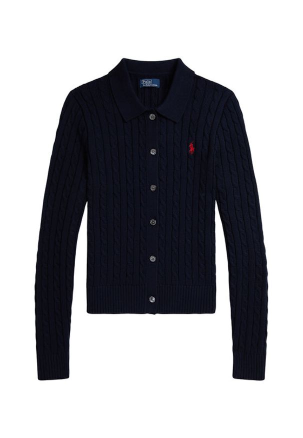 Polo Ralph Lauren Kardigan 211971881501 Granatowy Slim Fit. Typ kołnierza: polo. Kolor: niebieski. Materiał: bawełna