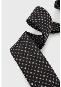 Hugo - HUGO krawat z domieszką jedwabiu kolor czarny. Kolor: czarny. Materiał: jedwab