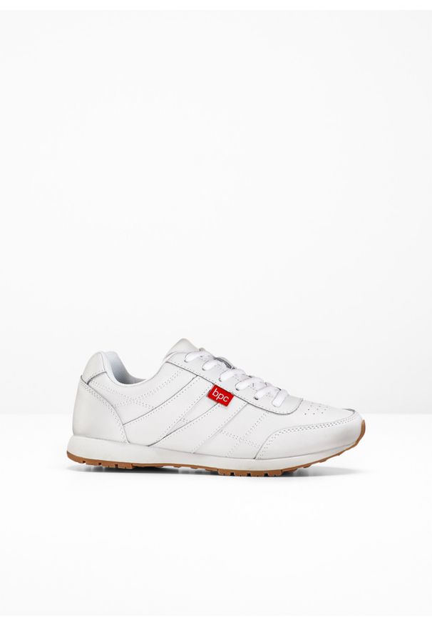 bonprix - Sneakersy skórzane. Okazja: na co dzień. Kolor: biały. Materiał: skóra