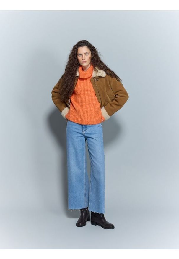 Reserved - Jeansy wide leg z wysokim stanem - niebieski. Stan: podwyższony. Kolor: niebieski