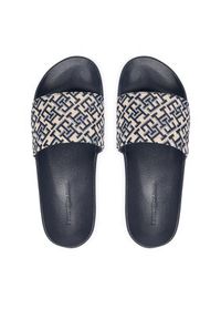TOMMY HILFIGER - Tommy Hilfiger Klapki Monogram Pool Slide FW0FW09423 Granatowy. Kolor: niebieski. Materiał: materiał #6