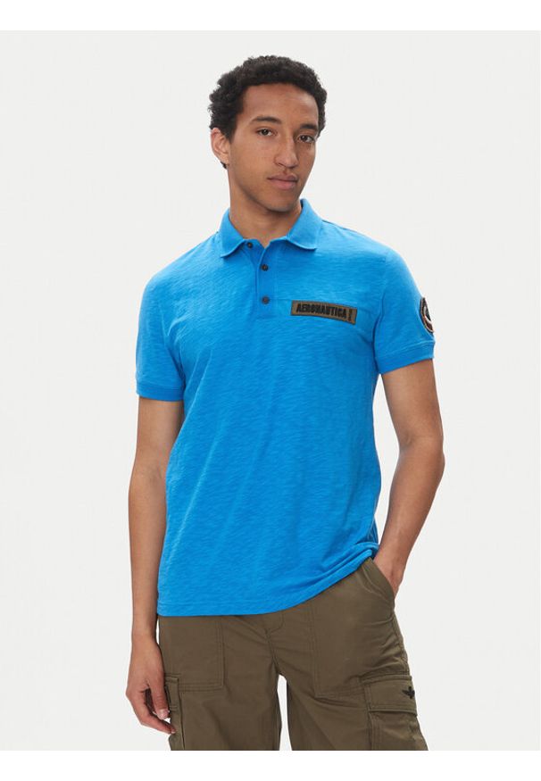 Aeronautica Militare Polo 251PO1865J680 Niebieski Regular Fit. Typ kołnierza: polo. Kolor: niebieski. Materiał: bawełna