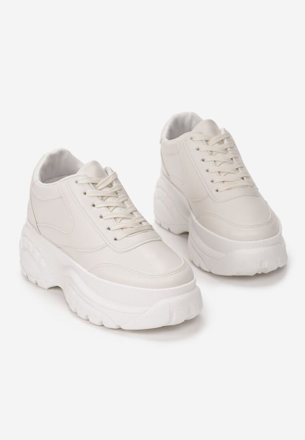 Born2be - Beżowe Sneakersy Nude Mood. Kolor: beżowy. Materiał: skóra, jeans. Szerokość cholewki: normalna