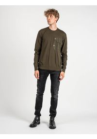 Les Hommes Sweter | LKK102-606A | Classic Fit Jumper | Mężczyzna | Khaki, Wojskowa Zieleń. Okazja: na co dzień. Kolor: brązowy. Materiał: bawełna. Styl: militarny