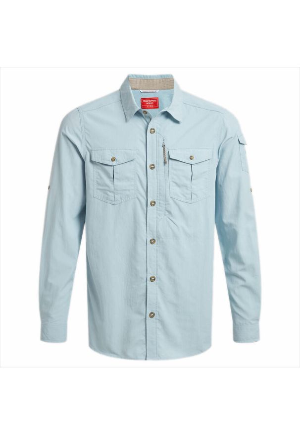 CRAGHOPPERS - Koszula podróżnicza męska Craghoppers NosiLife Adventure LS Shirt III. Okazja: na co dzień. Kolor: zielony. Styl: casual