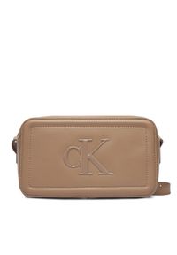 Calvin Klein Torebka Bold Ck Camera Bag LV04F3220G Beżowy. Kolor: beżowy. Materiał: skórzane #1