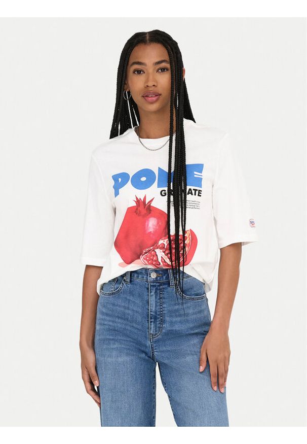 only - ONLY T-Shirt Phoebe 15351369 Biały Regular Fit. Kolor: biały. Materiał: bawełna