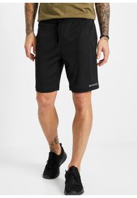 bonprix - Lekkie spodnie sportowe z materiału funkcjonalnego, krótkie nogawki. Kolor: czarny. Materiał: materiał. Długość: krótkie. Styl: sportowy