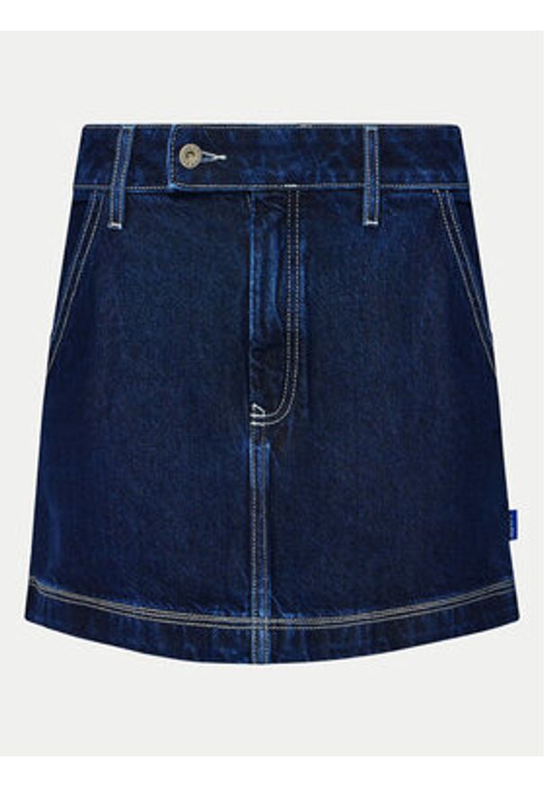 Hugo - HUGO Spódnica jeansowa mini 50531831 Granatowy Regular Fit. Kolor: niebieski. Materiał: bawełna