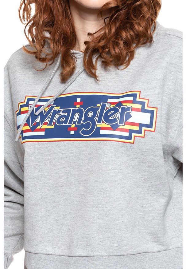 Wrangler - WRANGLER GEO HOODIE DAMSKA BLUZA Z KAPTUREM MID GREY MEL W6N3HPX37 112130792. Typ kołnierza: kaptur