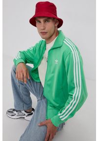 adidas Originals Bluza męska kolor zielony z aplikacją. Okazja: na co dzień. Kolor: zielony. Wzór: aplikacja. Styl: casual
