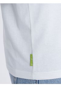 Ombre Clothing - T-shirt męski bawełniany dwukolorowy - oliwkowo-biały V5 S1619 - XXL. Kolor: biały. Materiał: bawełna. Wzór: nadruk #2