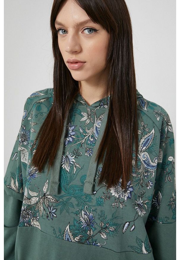 medicine - Medicine - Bluza bawełniana Bohemian. Kolor: zielony. Materiał: bawełna. Długość rękawa: raglanowy rękaw