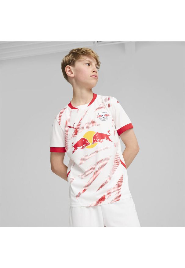 Puma - Młodzieżowa koszulka domowa RB Leipzig 24/25 PUMA White For All Time Red. Kolor: czerwony, biały, wielokolorowy. Sport: piłka nożna