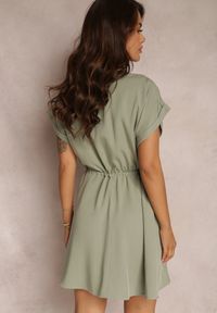 Renee - Zielona Sukienka Iphitose. Kolor: zielony. Materiał: bawełna, tkanina. Długość: mini #2