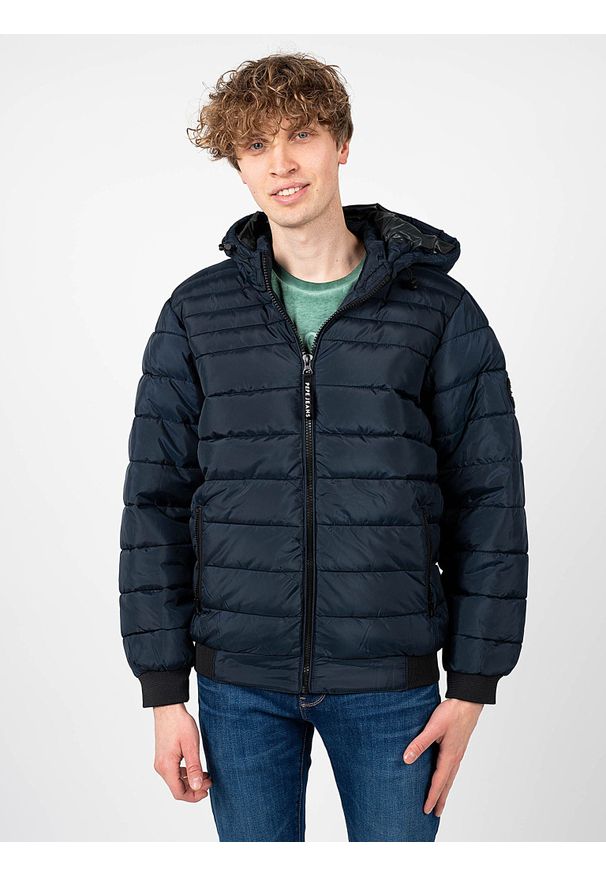 Pepe Jeans Kurtka "James" | PM402598 | James | Mężczyzna | Granatowy. Okazja: na co dzień. Typ kołnierza: kaptur. Kolor: niebieski. Materiał: poliester. Wzór: aplikacja. Styl: casual