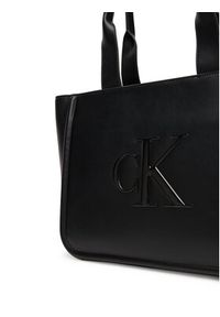 Calvin Klein Torebka Bold Ck Medium Tote LV04F3218G Czarny. Kolor: czarny. Materiał: skórzane