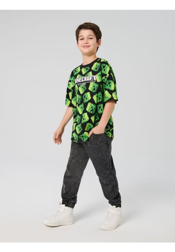 Sinsay - Bawełniana koszulka z napisem Minecraft - czarny. Kolor: czarny. Materiał: bawełna. Wzór: napisy