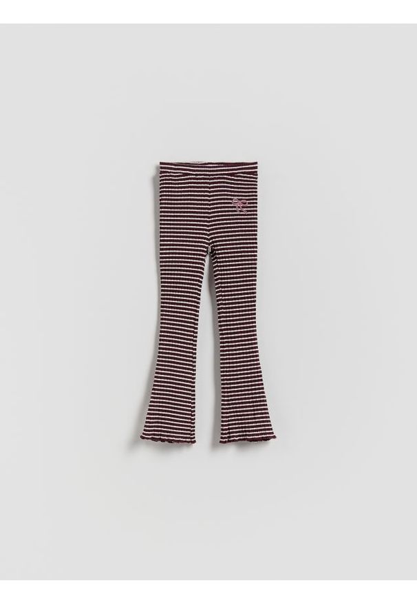 Reserved - Legginsy flare - brązowy. Kolor: brązowy. Materiał: bawełna