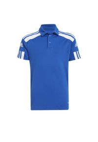 Adidas - Dziecięca koszulka polo adidas Squadra 21. Typ kołnierza: polo. Kolor: biały, niebieski, wielokolorowy