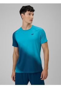 4f - 4F Koszulka treningowa regular szybkoschnąca męska - turkusowa XXL. Kolor: turkusowy. Materiał: skóra. Sport: fitness #1