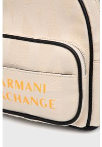Armani Exchange plecak damski kolor beżowy mały z nadrukiem. Kolor: beżowy. Wzór: nadruk #2