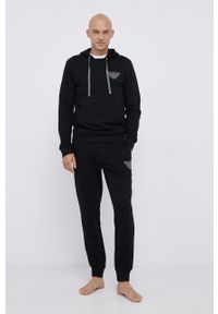 Emporio Armani Underwear Bluza 111753.1A571 męska kolor czarny z kapturem z aplikacją. Okazja: na co dzień. Typ kołnierza: kaptur. Kolor: czarny. Wzór: aplikacja. Styl: casual #5