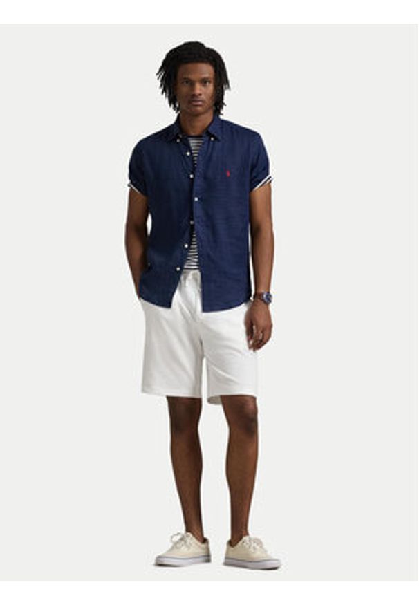 Polo Ralph Lauren Koszula 710968912001 Granatowy Custom Fit. Typ kołnierza: polo. Kolor: niebieski. Materiał: len