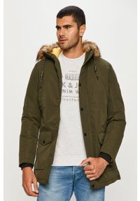 Jack & Jones - Parka. Okazja: na co dzień. Kolor: zielony. Materiał: materiał, futro. Wzór: gładki. Styl: casual #6