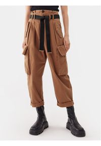 Pinko Spodnie materiałowe Ronfare 101840 A0D5 Brązowy Relaxed Fit. Kolor: brązowy. Materiał: materiał, bawełna