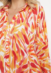 Born2be - Pomarańczowa Koszula Ozdobiona Abstrakcyjnym Printem Sivello. Kolor: pomarańczowy. Wzór: nadruk, aplikacja #4
