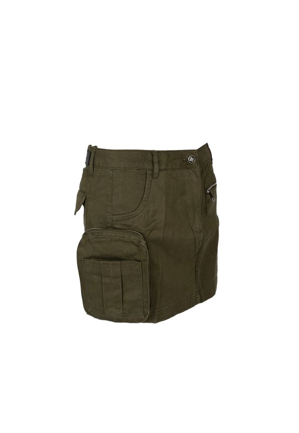 John Richmond Spódniczka | ZPA24015MG S8 | Kobieta | Wojskowa Zieleń. Okazja: na co dzień. Materiał: bawełna. Wzór: aplikacja, moro. Styl: militarny