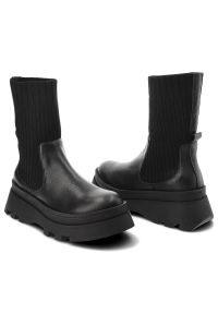 Czarne Botki Artiker Damskie Stylowe Buty Jesienne. Kolor: czarny. Materiał: prążkowany, skóra. Szerokość cholewki: normalna. Sezon: jesień. Styl: elegancki