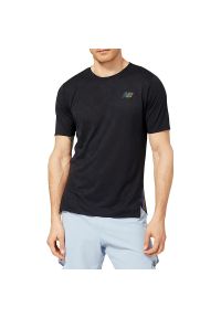 Koszulka New Balance MT23281BK - czarna. Kolor: czarny. Materiał: materiał, poliester. Długość rękawa: krótki rękaw. Długość: krótkie. Sport: fitness #1